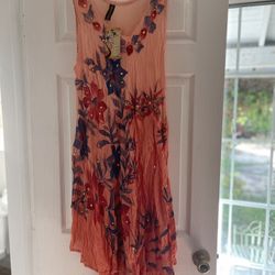 True Rock Light Weight Dress with Floral Design, Embroidery, and Sequins