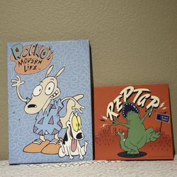 Rocko's Modern Life and Rugrats Reptar  Framed Canvas Art TV Show Artwork