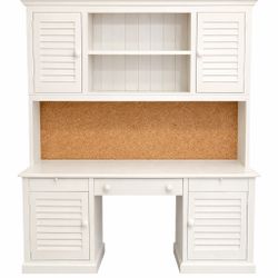 Large White/Off White Desk with Storage & Hutch