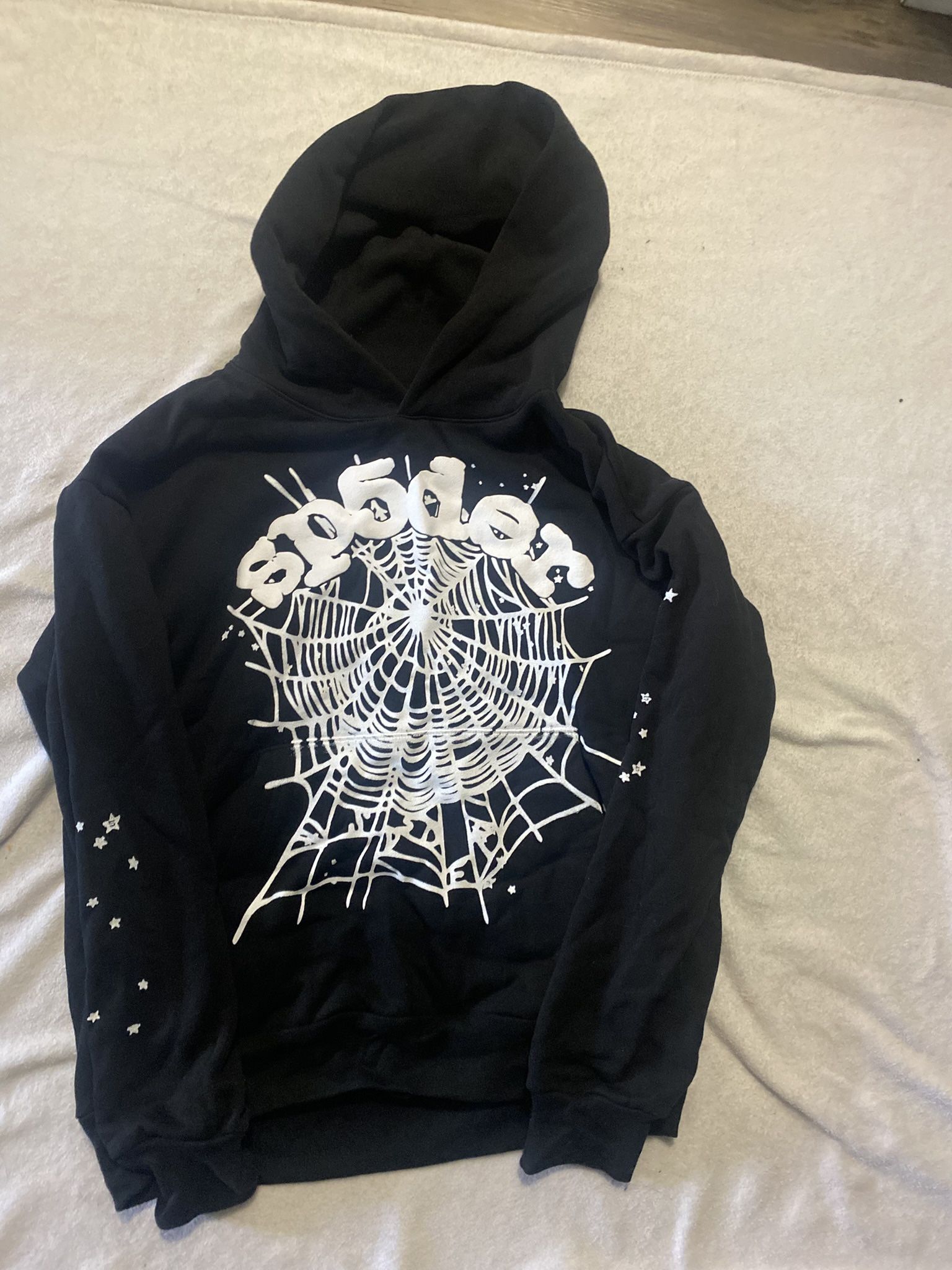 OG Sp5der Black Web Hoodie Large
