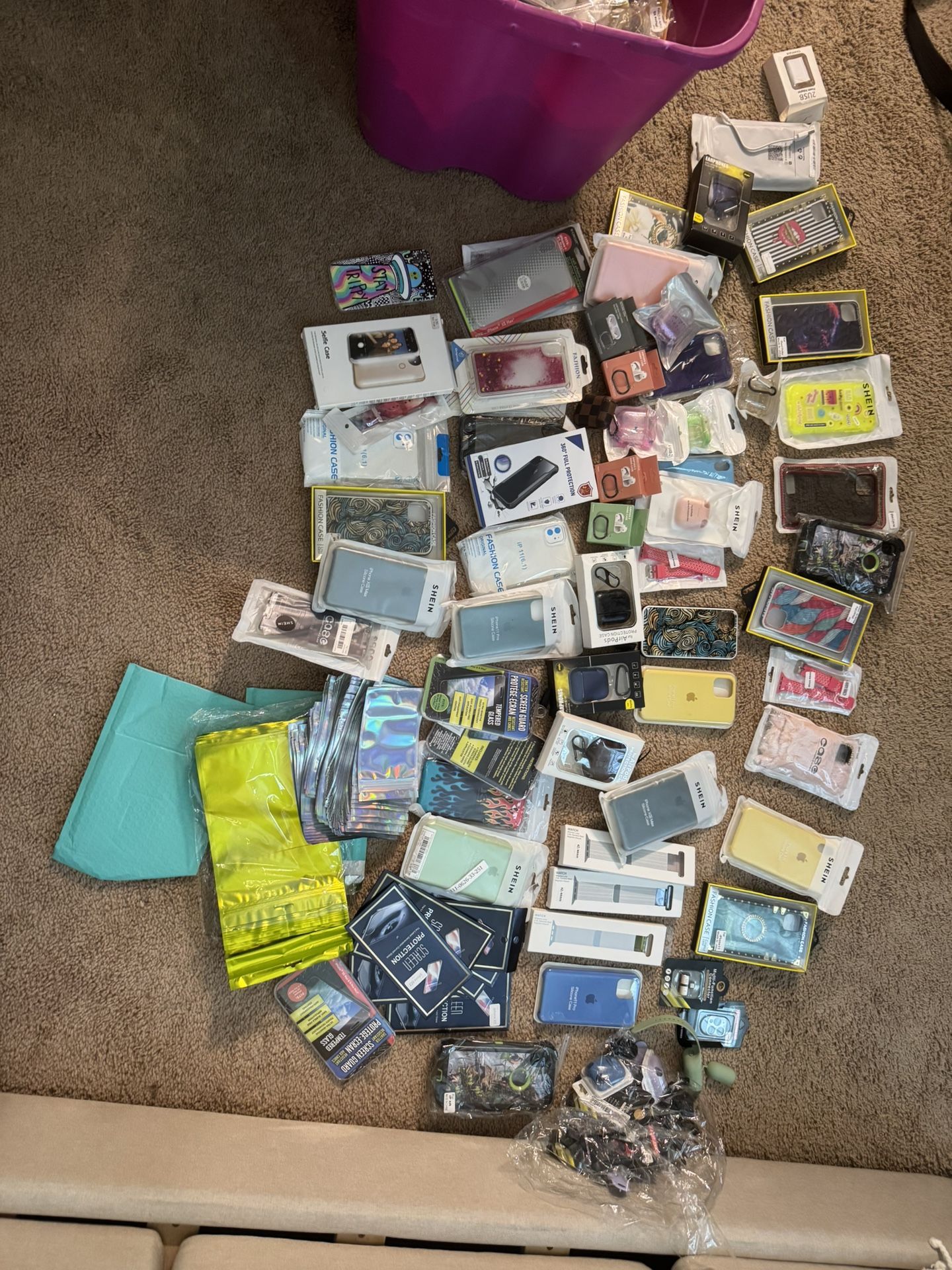 Box Of Phone Cases, AirPod Cases, Phone Protectors & More