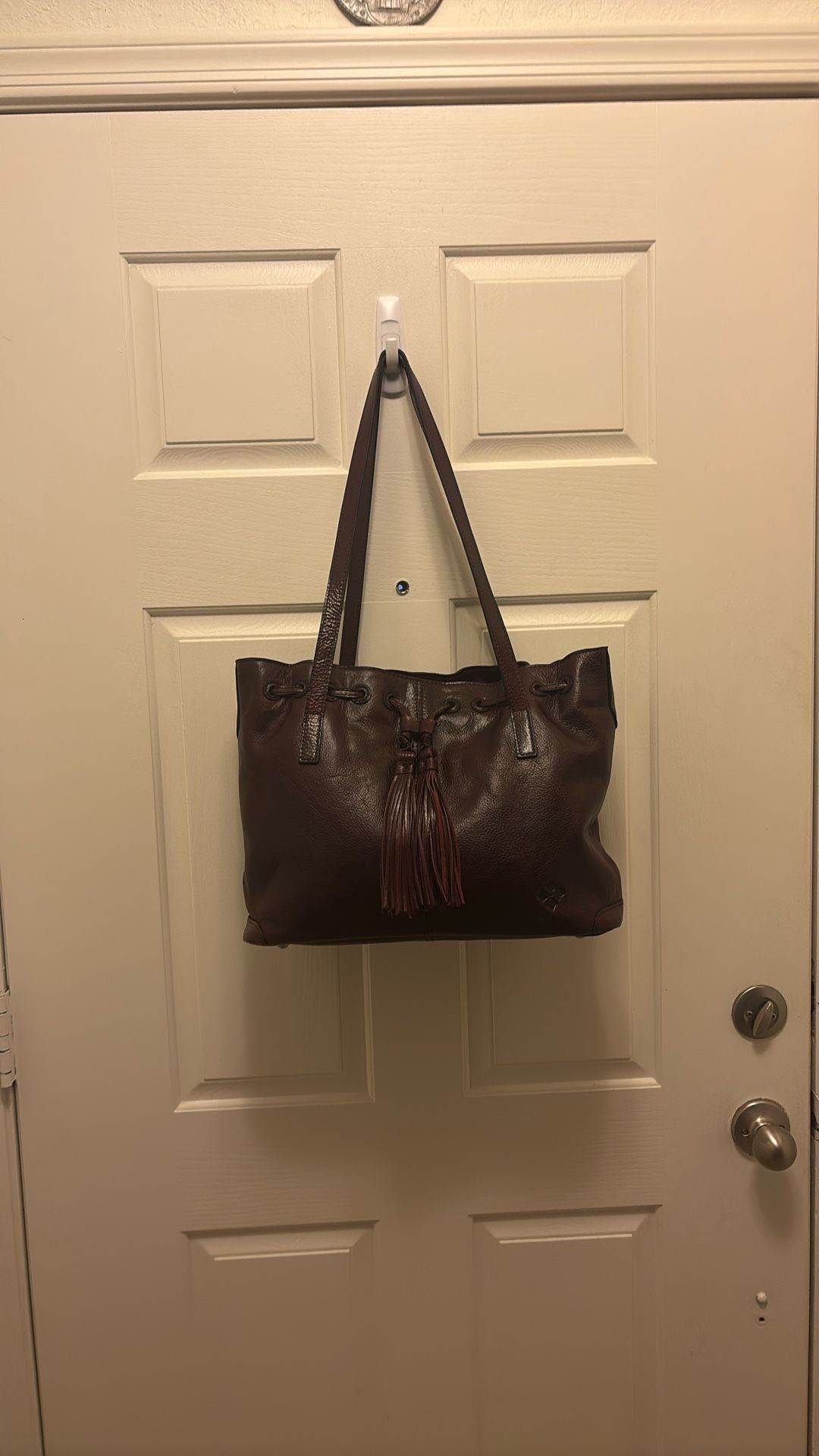 Patricia Nash burgundy Leather Whitney Drawstring Tote