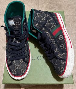 Gucci mens designer high top jacquard black sneakers shoes
