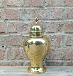 Vintage Brass Ginger Jar/Lid