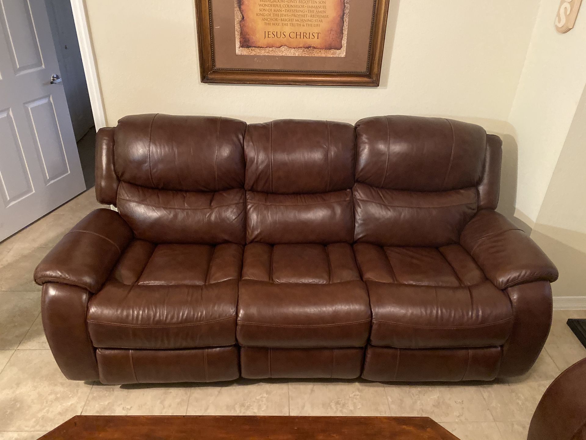 Leather Recliner Sofas NEW - EL Dorado Cindy Crawford leather powered & manual recliner sofa set of 2