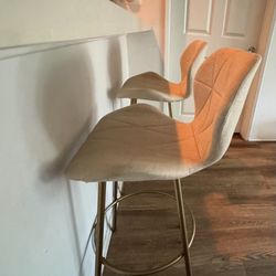 Cream And Metal Bar Stools 