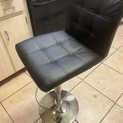 Leopard Modern Square PU Leather Adjustable Bar Stools with Back, Square Back Bar Stools Set of 2, Bar Height Swivel Barstools for Kitchen Counter (Bl