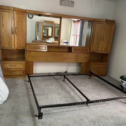 VINTAGE King  Size Real Wood Bedroom Set W/Matching Dresser 
