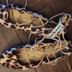 Old Navy Cheetah Print Ballet Lace Up Flats 
