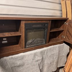 Electric Fireplace TV Stand / Media Console – Modern Farmhouse Style