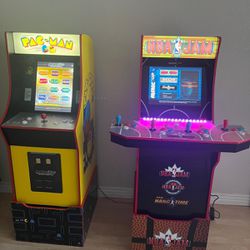 Pac Man and NBA Arcade Machines 