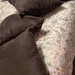 Four Black Suede  Throw Pillows