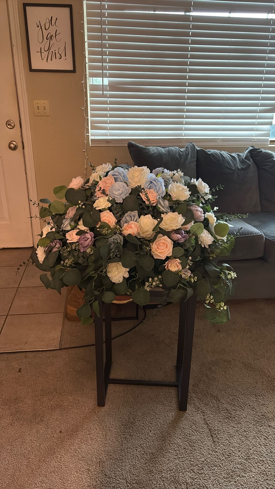 2 Gorgeous Wedding/Event Floral Centerpieces - Pastel Roses & Eucalyptus