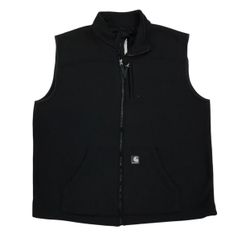 Carhartt Textured Fleece Vest XL Tall XLT Mens Black Full Zip V28 Grunge Vintage