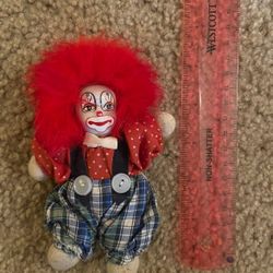 Porcelain/cloth Clown Doll 5”, Sand Filled Legs