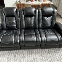 Leather Reclining Couch Set