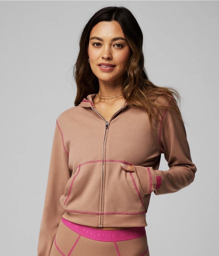 New Fabletics 2X Waffle Zip Hoodie