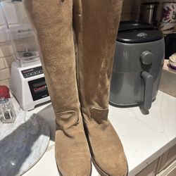 Frye suede tan long boot Size 7 B pull on