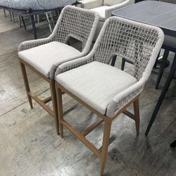 PURPLE LEAF Outdoor Counter Height Bar Stool Chair Set of 2 Modern Patio Metal Stools with Backrest and Arm