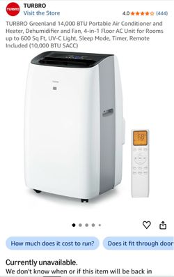 TWO! TURBRO Greenland 14,000 BTU Portable AC & Heater – Excellent Condition