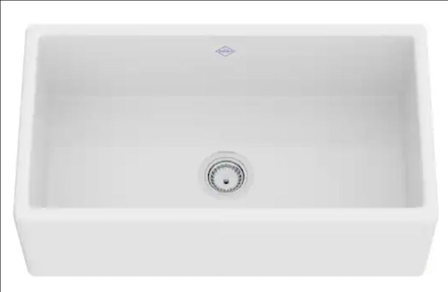 33 in. Farmhouse/Apron-Front Single Bowl Fireclay Kitchen Sink in White