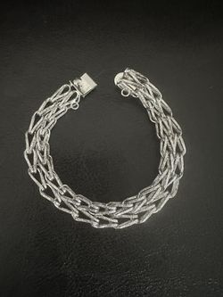 Sterling Silver Double Link-Diamond Cut Bracelet PreOwn