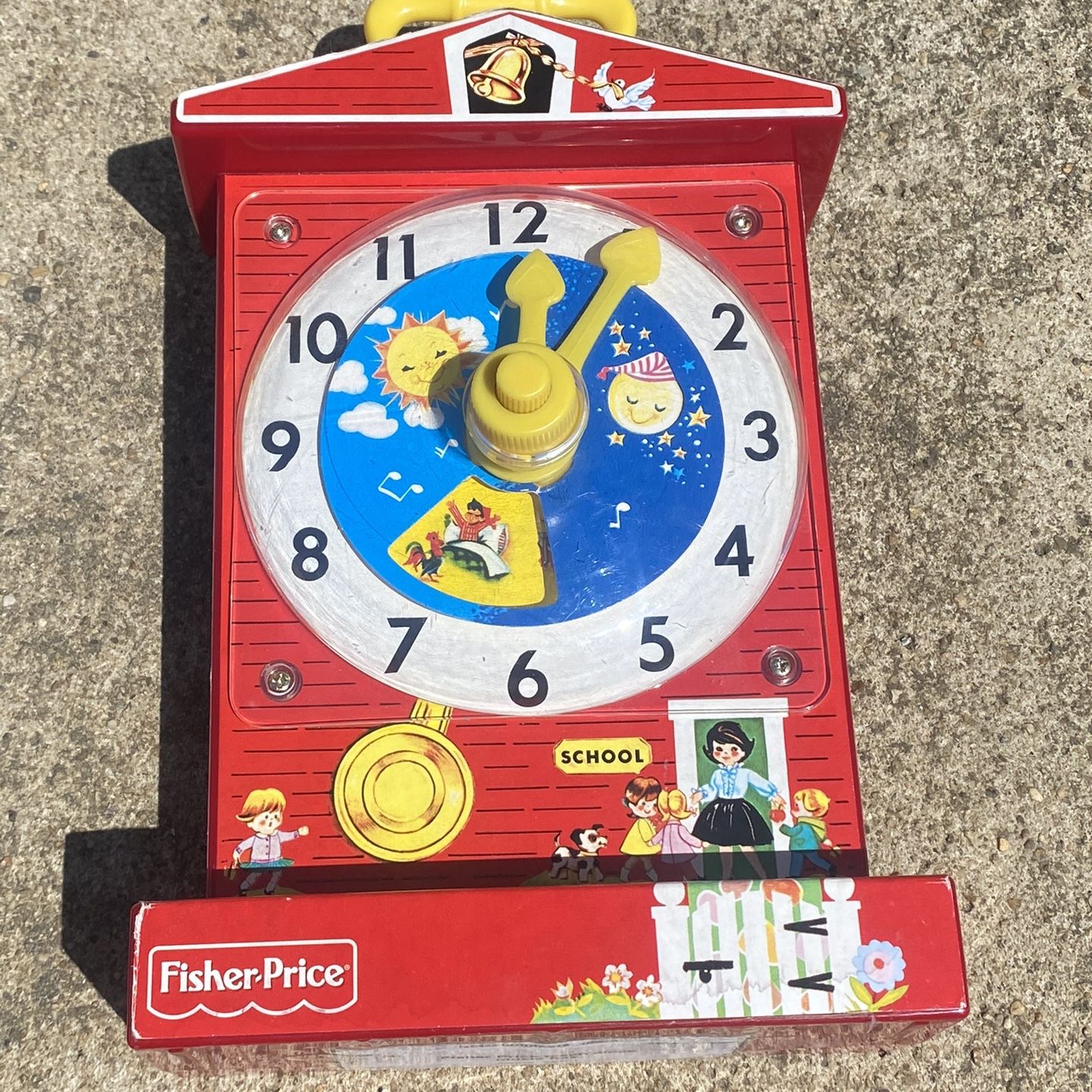 Vintage 1968 Fisher Price Toys Music Box Teaching Clock 998, Works