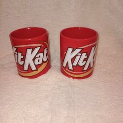 2 Kit Kat Candy Bar Mugs Cups Red By Galerie Ceramic Hershey Company Coffee Tea 