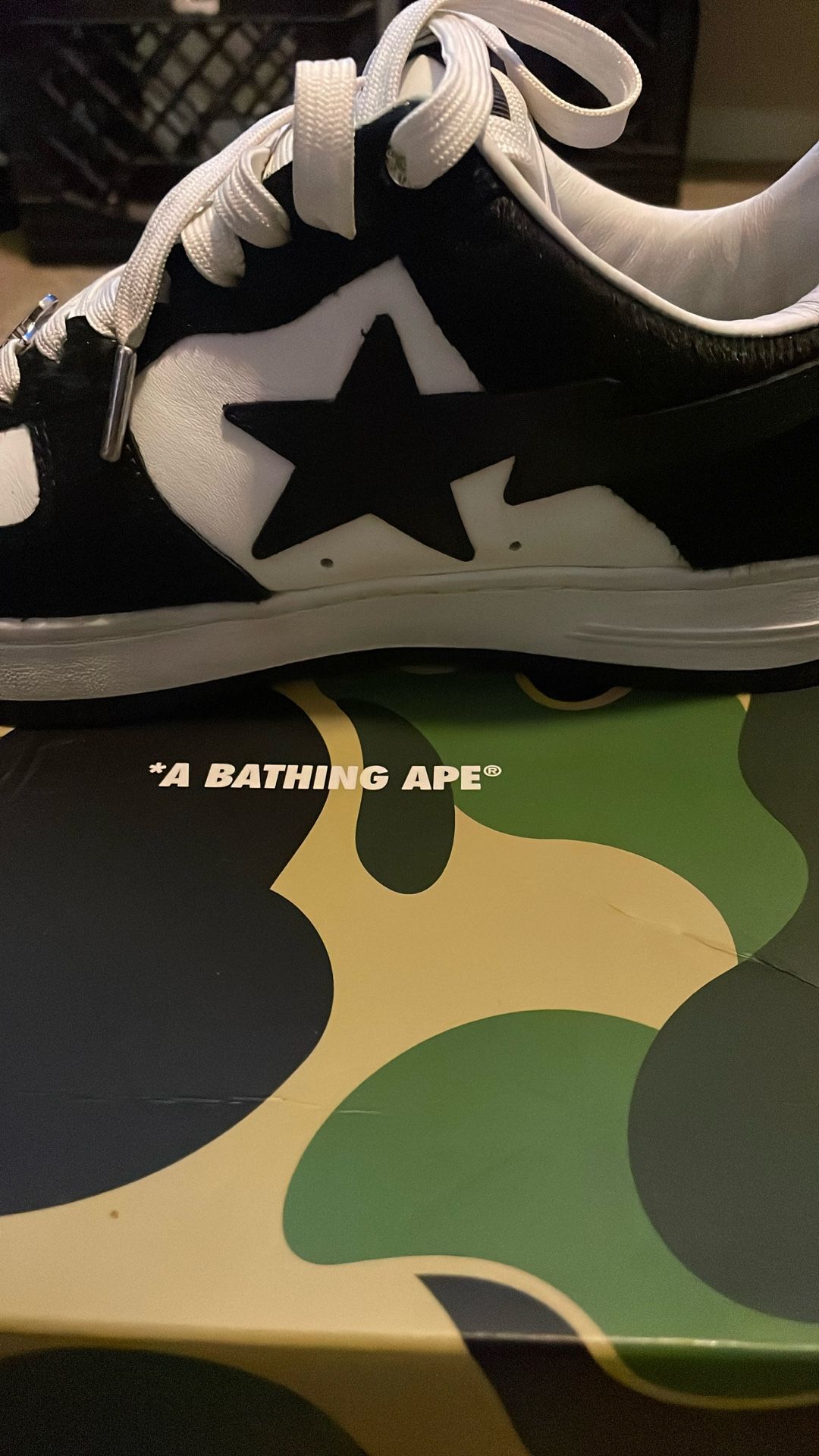 Black & White Bape Shoes 8.5
