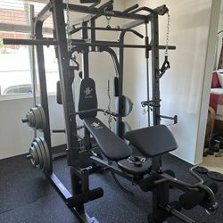Vesta Fitness Smith Machine 1001 w/Bench Attachment | 245lb Cast Iron Olympic Weights | 7ft Olympic Bar | Fitness | Gym Equipment | FREE DELIVERY 🚚 