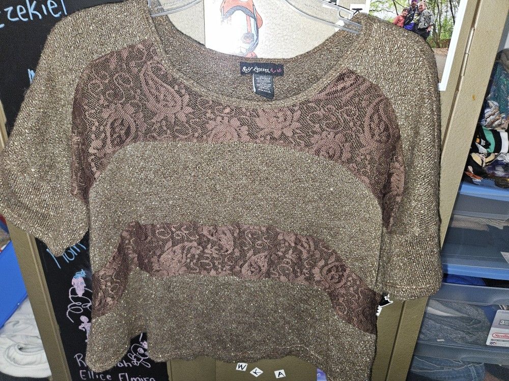 Brown And Gold Crop Top Like New Small