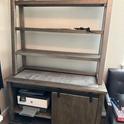 Credenza Full set: Luxenford - Grayish Brown - Large Credenza 49.88"W x 19"D x 30"H - 117.0 lbs Luxenford - Grayish Brown - Home Office Desk Hutch 48.