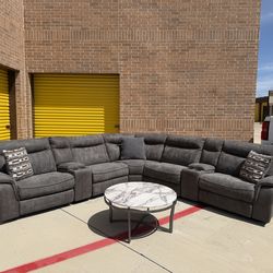 Cindy Crawford Home Power Reclining Sectional – USB + Console 🔌🛋️