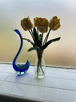 tulips vase and blue bird 