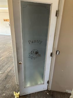 Frosted Glass Pantry Door with Etched Design