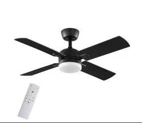 Hampton Bay Letta LED Indoor Matte Downrod Ceiling Fan with Remote Included, Black