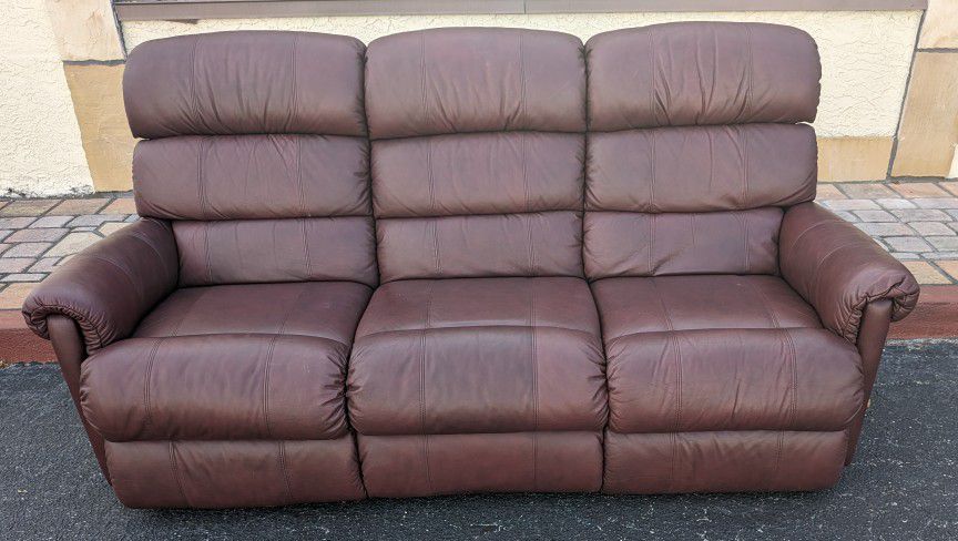 Red Leather Lazboy Reclining Sofa 