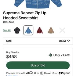 Supreme Repeat Zip Up Hooded Sweatshirt