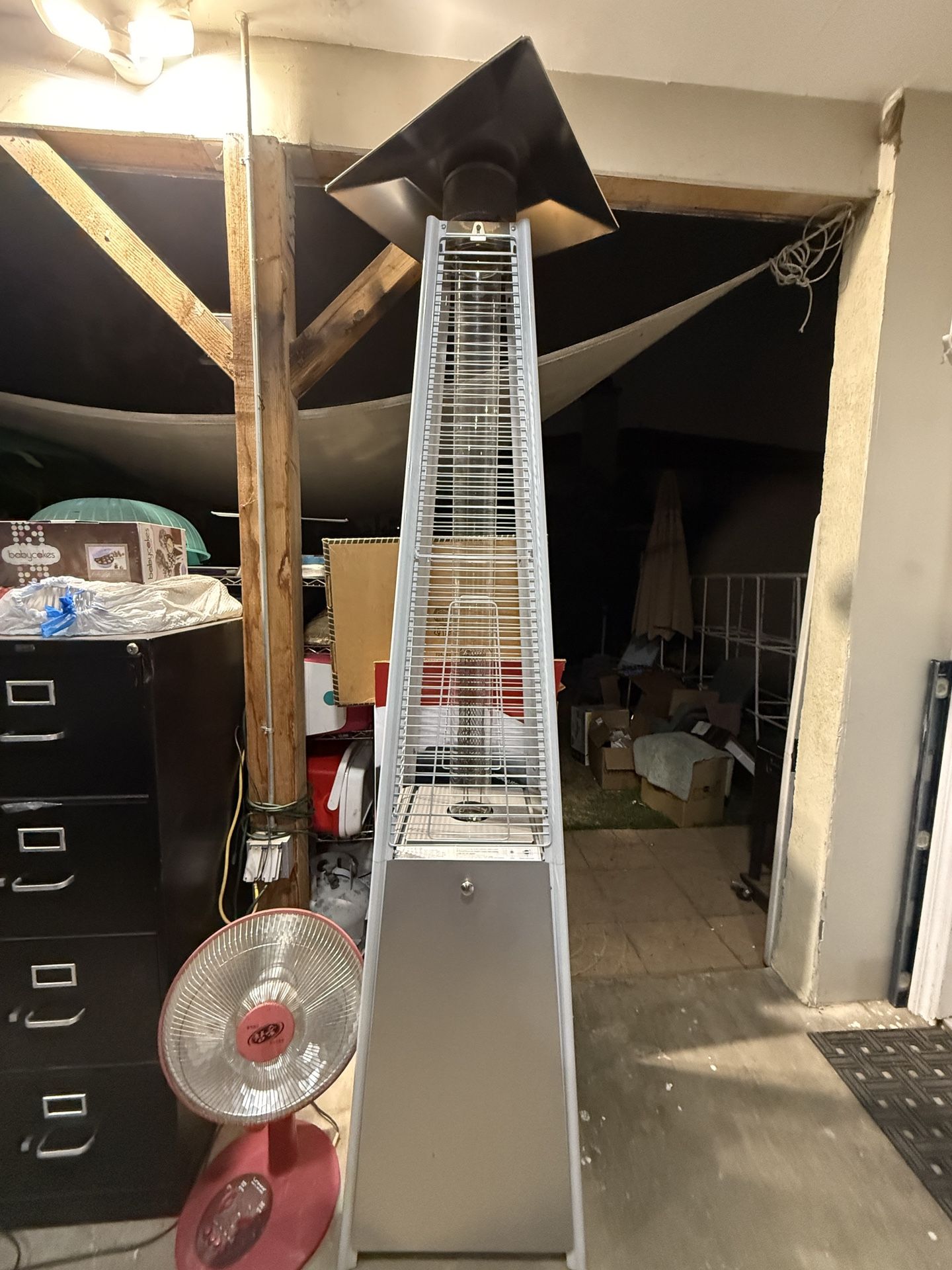 Hykolity 48000 BTU Pyramid Patio Heater, Glass Tube Propane Patio Heater with Wheels and Cover, Outdoor Propane Heaters for Backyard, Garden, Patio, P