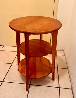 Round 3-Tier Wooden Side Table