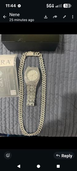 AP WATCH and moissanite cuban chain