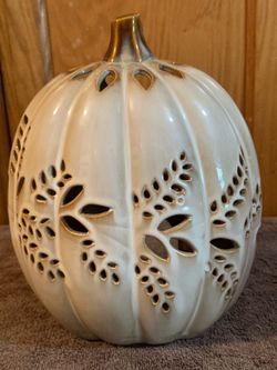 Ceramic Pumpkin Luminary – Fall / Thanksgiving Table Decor