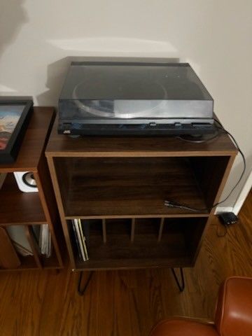 Record Player, Records, LPS , And Stand