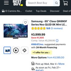 8k 65” Samsung TV and Sound system