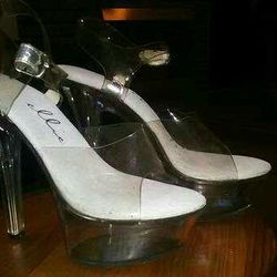 Clear High Heel Stiletto Ankle Strap Sandals* Size 9, But Runs Small! Fits More Like 7.