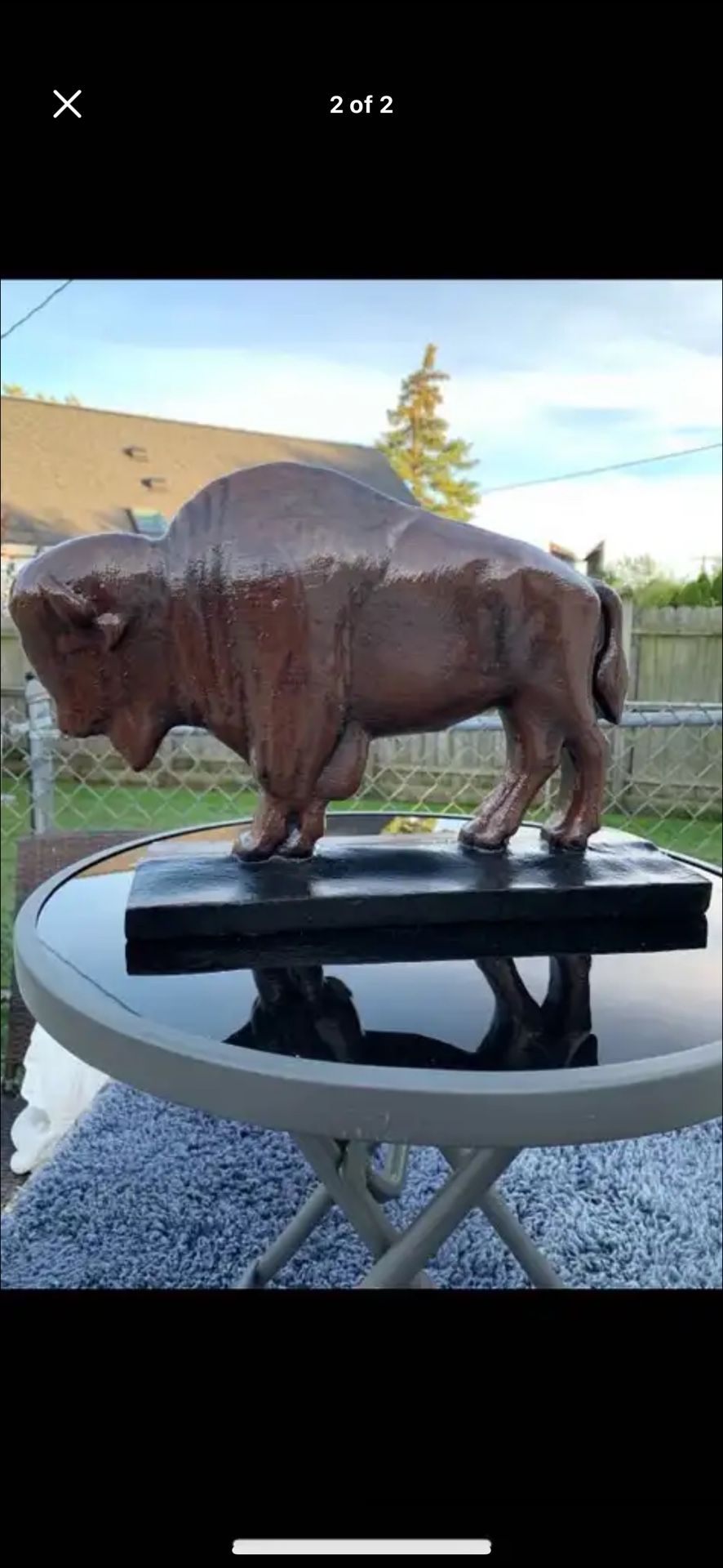 The classic brown buffalo statue