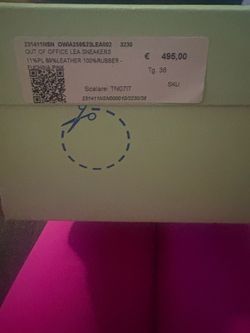 Pink and white out of office sneakers