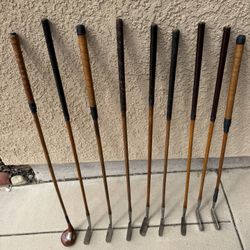 Vintage Hickory Shaft Wright & Ditson, Picaddily, Edgemont& Spaulding Golf Clubs