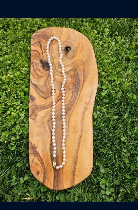 Stunning Vintage 23 Inch 6 to 6.5 mm Natural Pearl Extra Fine Quality Necklace 14KT Filigree Clasp - $1400 Appraisal  - SATURDAY SALE 2 - 5 PM