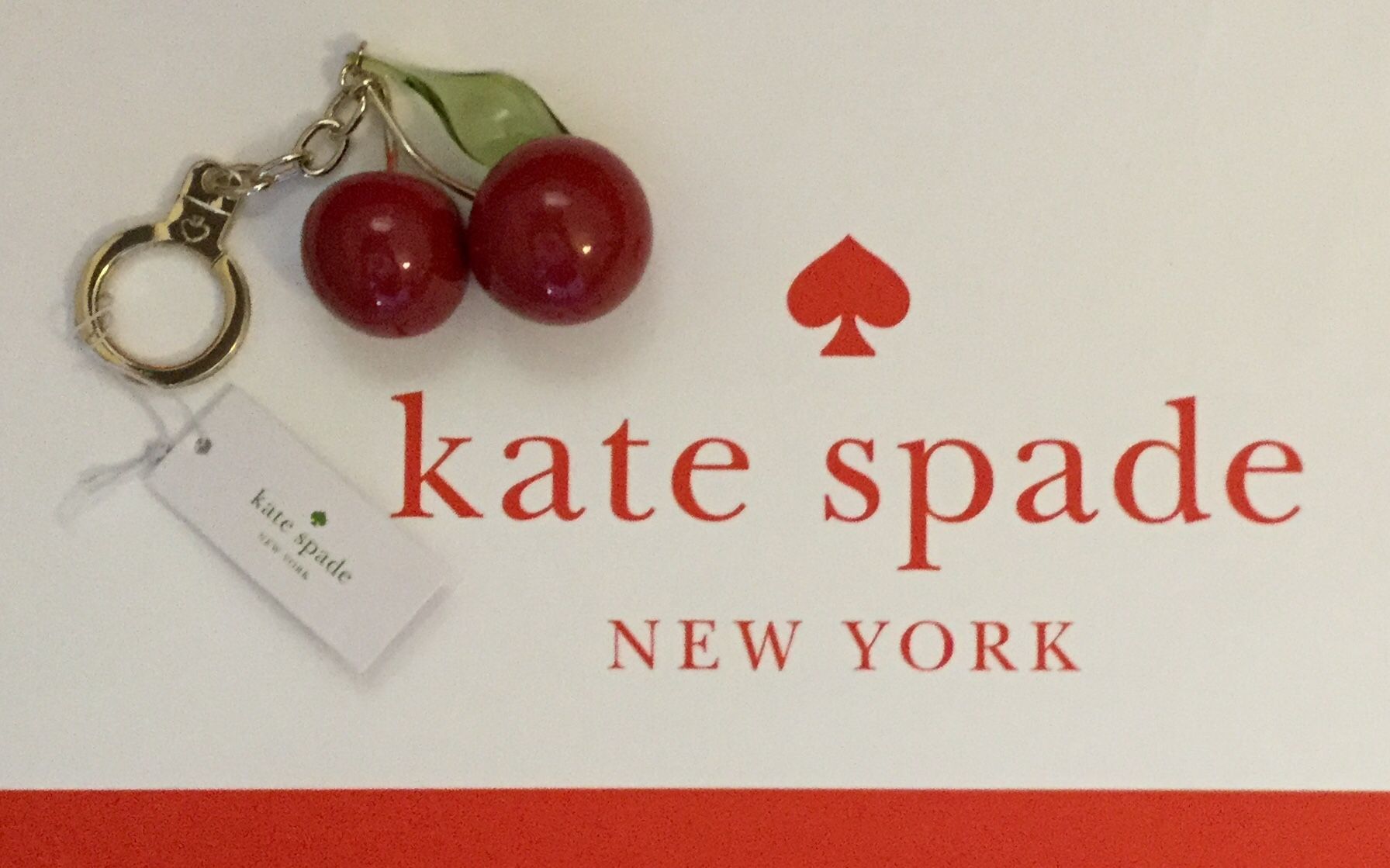 KATE SPADE Red Cherries Handbag Charm & Key Fob NWT